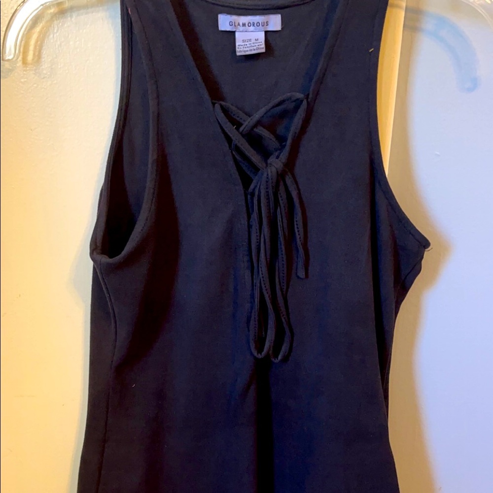 Velvet black tie up body suit! Urban outfitters size Medium